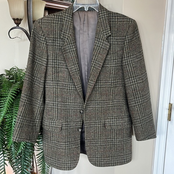 Calvin Klein Men’s Vintage Wool Plaid Lined Suit Sports Jacket Buttoned Blazer - Picture 13 of 13